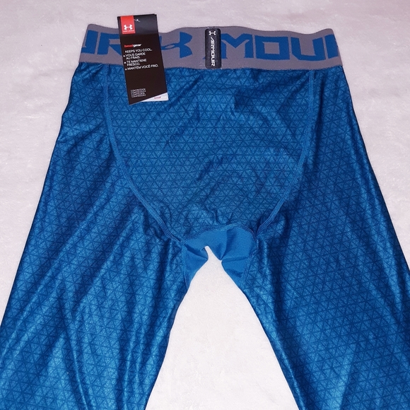 UA Heat Gear Bayou Blue Printed Training Tight - Picture 3 of 8